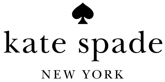 Kate Spade’s timeless logo features the brand’s signature spade symbol paired with a refined mix of lowercase and uppercase serif lettering — a hallmark of its playful yet sophisticated design identity
