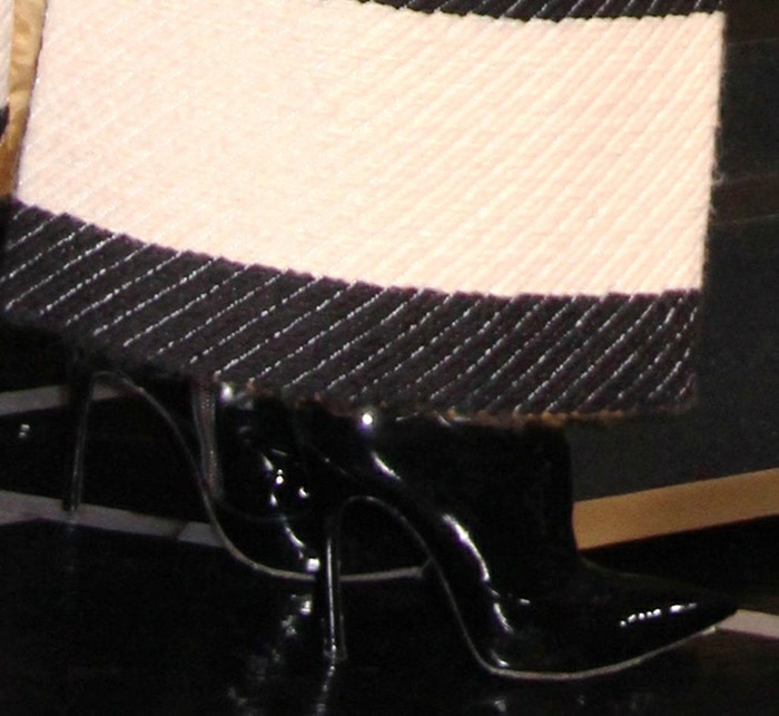 Lea Michele teams her coat with Veronica Beard's Wyn boots