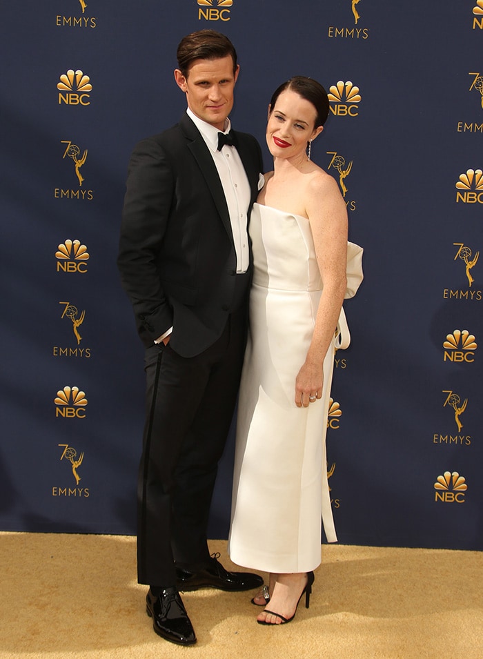 Matt Smith and Claire Foy at the 70th Primetime Emmy Awards in Los Angeles on September 17, 2018