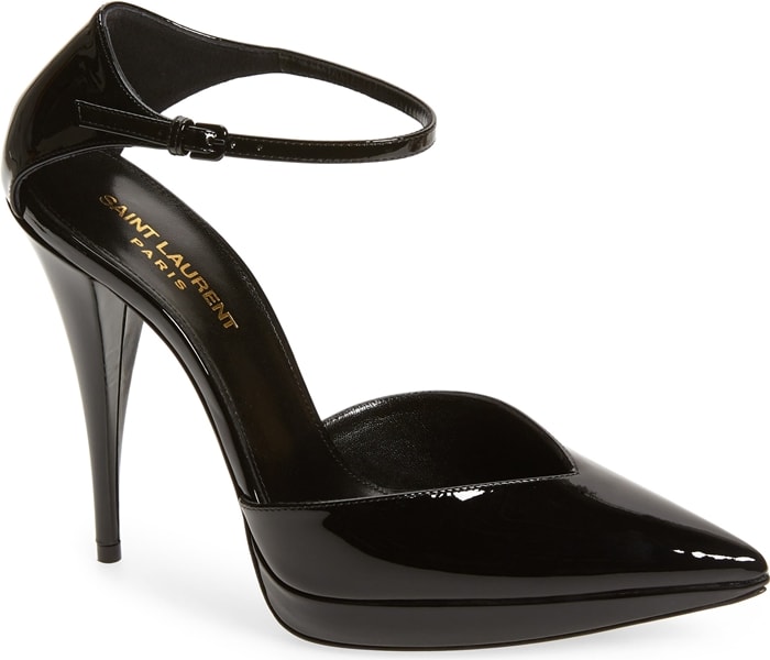 Sharp angles and clean curves create a fine balance on a contemporary platform pump featuring a notched pointy toe and tapered stiletto heel