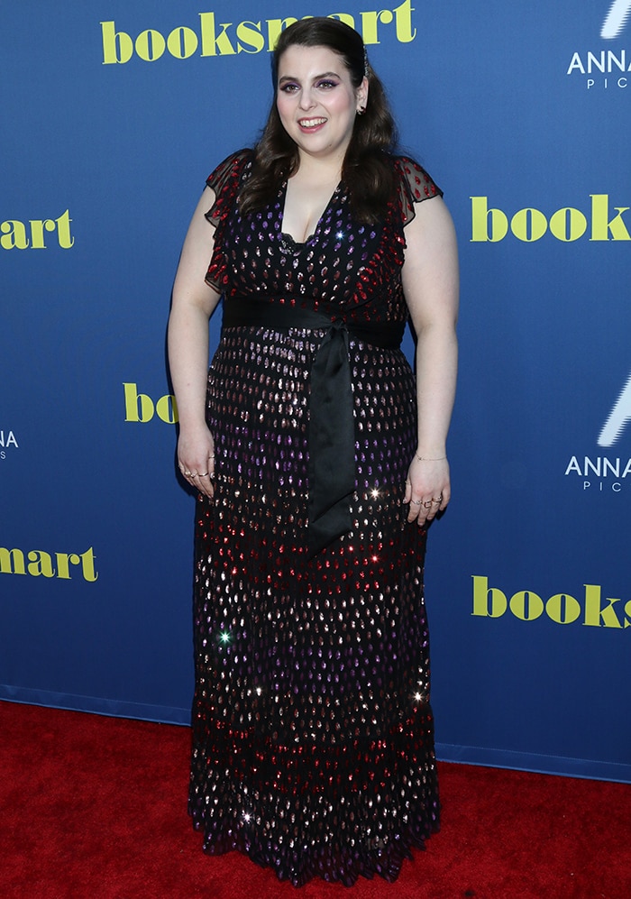 Beanie Feldstein shines in a sequined floor-length gown cinched with a satin belt at the Los Angeles special screening of Annapurna Pictures’ Booksmart at the Ace Hotel on May 13, 2019
