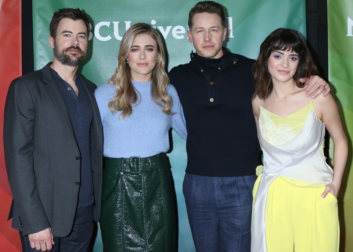 Manifest stars Matt Long, Melissa Roxburgh, Josh Dallas, and Luna Blaise attend the 2020 NBC Winter Press Tour at The Langham Huntington in Pasadena, California, on January 11, 2020