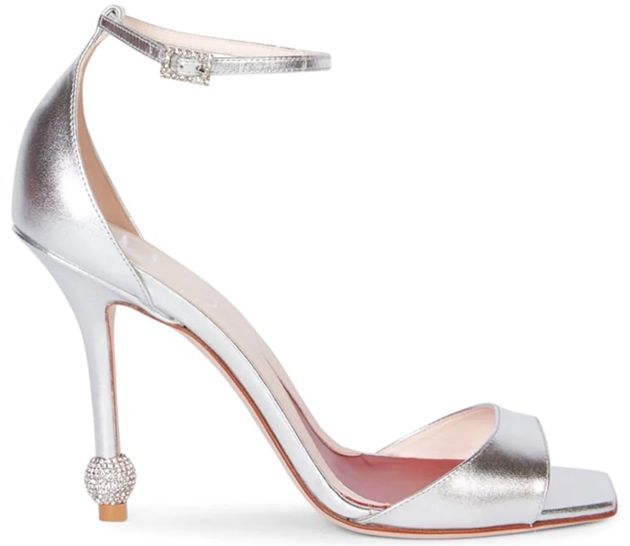 Silver Roger Vivier I Love Vivier sandal with square toe and crystal sphere heel detail