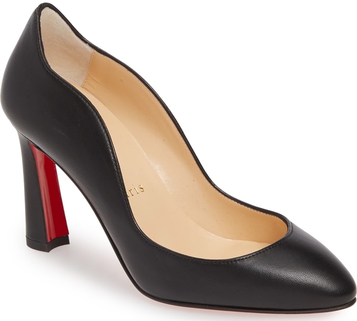 Defined by its sinuous wave-shaped opening and architectural heel, the Agneska Wave showcases Christian Louboutin's ability to add visual movement to an otherwise minimalist pump silhouette