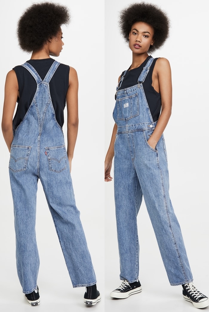 The Levi's Vintage Overalls in the "Dead Stone" wash feature a relaxed, straight-leg silhouette, adjustable shoulder straps, and a faded vintage-inspired finish that pairs effortlessly with classic low-top sneakers