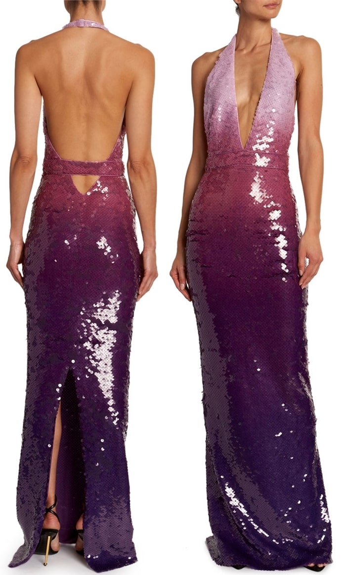 TOM FORD Deep V-Neck Degrade Sequined Gown