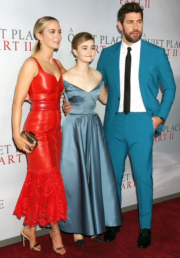 Emily Blunt, Millicent Simmonds, and John Krasinski attend the world premiere of "A Quiet Place Part II"