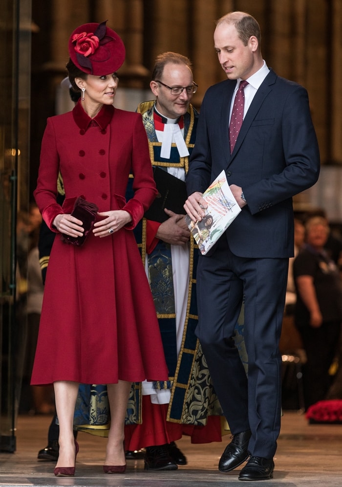 Catherine, Duchess of Cambridge and Prince William, Duke of Cambridge depart the Commonwealth Day Service 2020