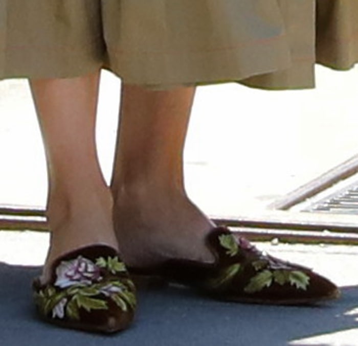 Intricate floral embroidery and rich burgundy velvet elevate Alberta Ferretti's pointed-toe "Mia" mules from everyday flats to collectible statement shoes