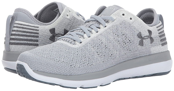 The Under Armour Threadborne Fortis 3 running shoes combine lightweight knit construction with cushioned midsoles and tonal gray detailing for a streamlined performance-driven finish