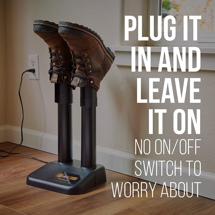 The Peet electric boot dryer gently removes moisture, sweat, and odor from leather boots, helping keep them dry, comfortable, and ready for the next wear