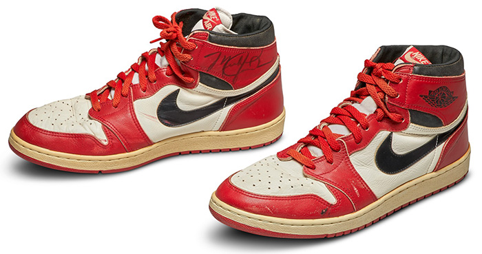 The 1985 Air Jordan 1 High OG “Chicago,” worn and signed by Michael Jordan, is the sneaker that started it all