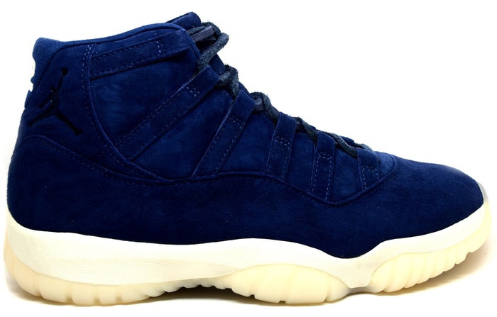 The Air Jordan 11 “Derek Jeter,” released in 2017 to honor the New York Yankees legend’s retirement, features a navy suede upper with his jersey number “2” stitched on the heel