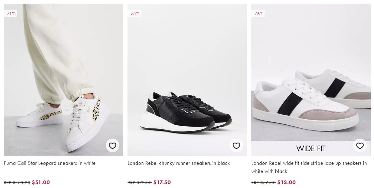 Explore the ASOS Outlet for incredible discounts on stylish sneakers and footwear from top brands like Puma and London Rebel