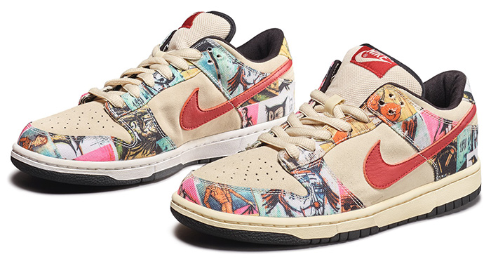 The Nike SB Dunk Low “Paris,” released in 2002 for the White Dunk art exhibition, features panels decorated with artwork by French painter Bernard Buffet