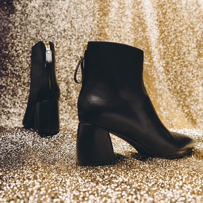 Women’s vegan mid-heel booties from Matt Nat with YKK gold zipper