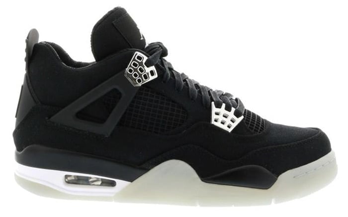 The Eminem x Carhartt x Air Jordan 4, created in 2015 to celebrate Shady Records’ 15th anniversary, features a black twill upper, chrome lace tabs, and exclusive branding