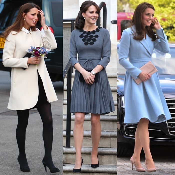 Catherine, Princess of Wales, consistently opts for closed-toe pumps—whether styled with tailored coats or elegant day dresses—reflecting royal protocol, where open-toe shoes are considered too informal for official engagements