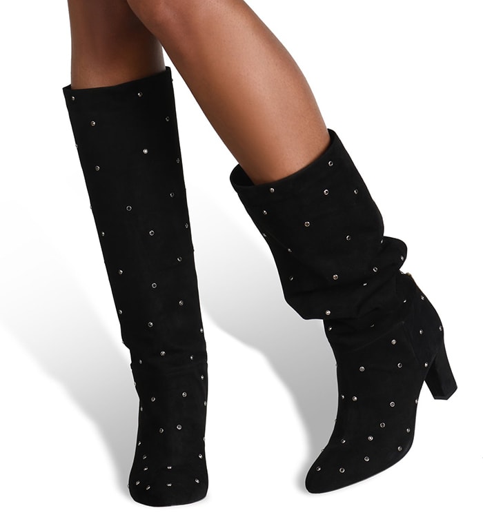 SJP by Sarah Jessica Parker Busker black suede knee-high boots covered in silver studs