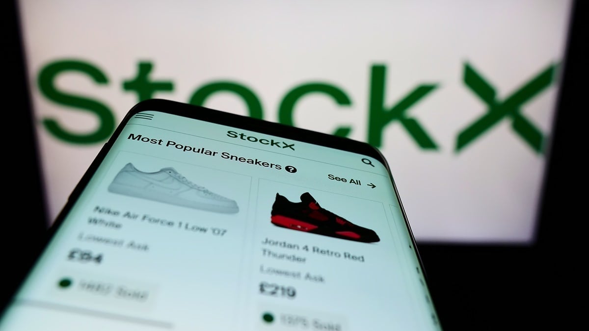 StockX, one of the leading resale platforms for rare and limited-edition sneakers, showcases popular models like the Nike Air Force 1 and Air Jordan 4 on its app interface