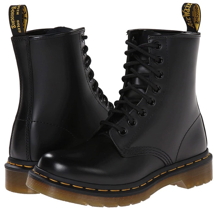 The iconic Dr. Martens 1460 boots add an edgy twist to joggers, perfect for channeling that 90s vibe with a modern flair