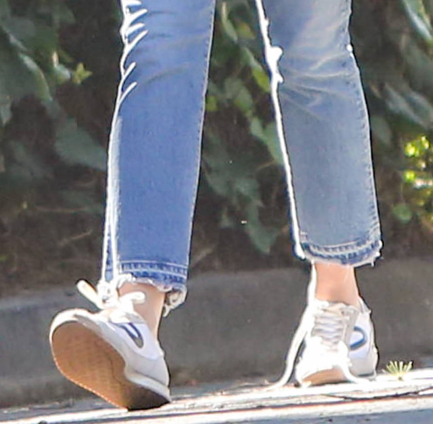 A closer look at Reese Witherspoon’s Tretorn Rawlin sneakers shows the low-profile silhouette and subtle platform sole that make them ideal for all-day wear