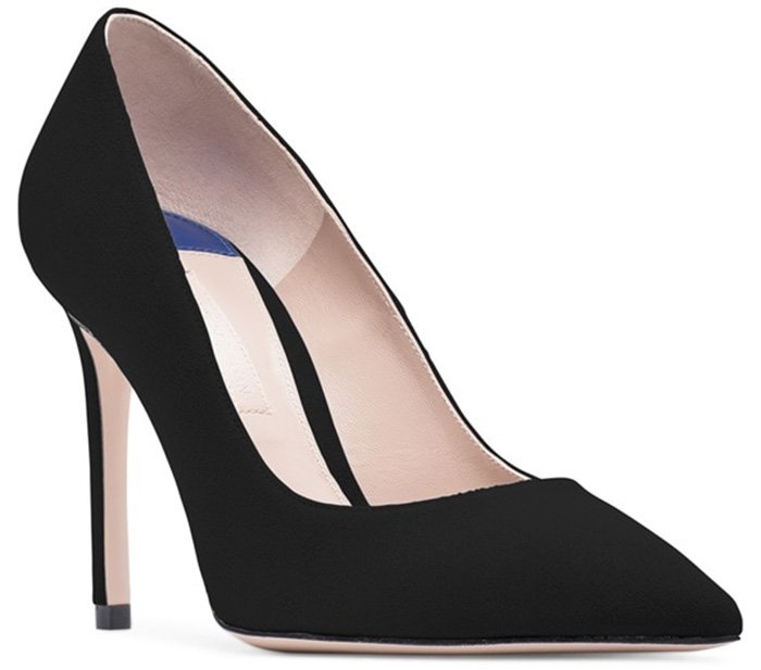 Classic point-toe pumps finished in a versatile suede