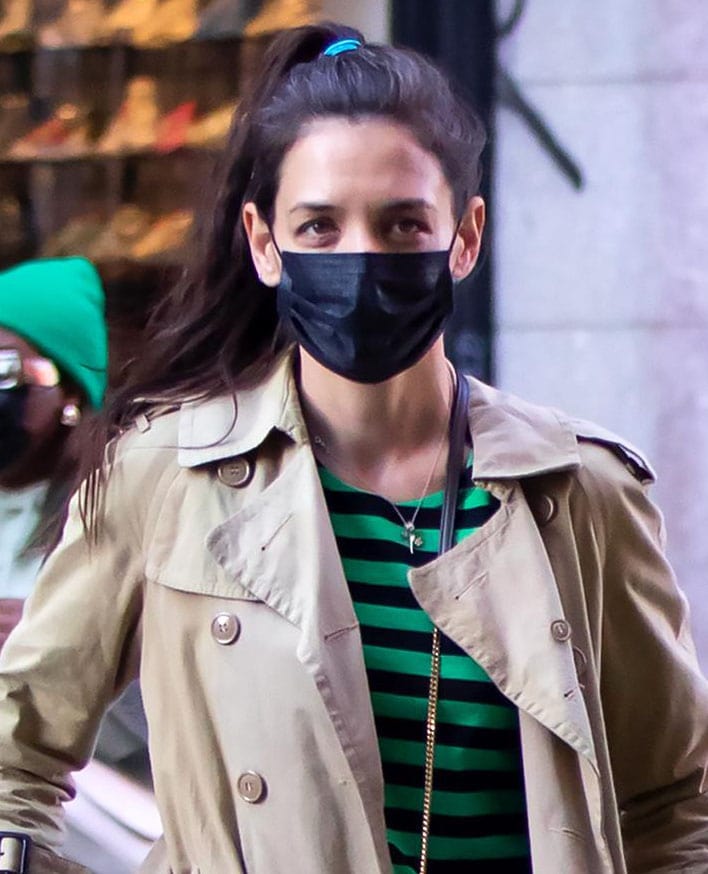 Katie Holmes' eyes look puffy as she goes out bare-faced