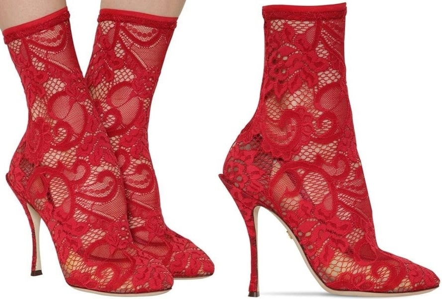 Always a Sicilian and feminine icon for Dolce Gabbana, this boot is made from timeless soft stretch lace