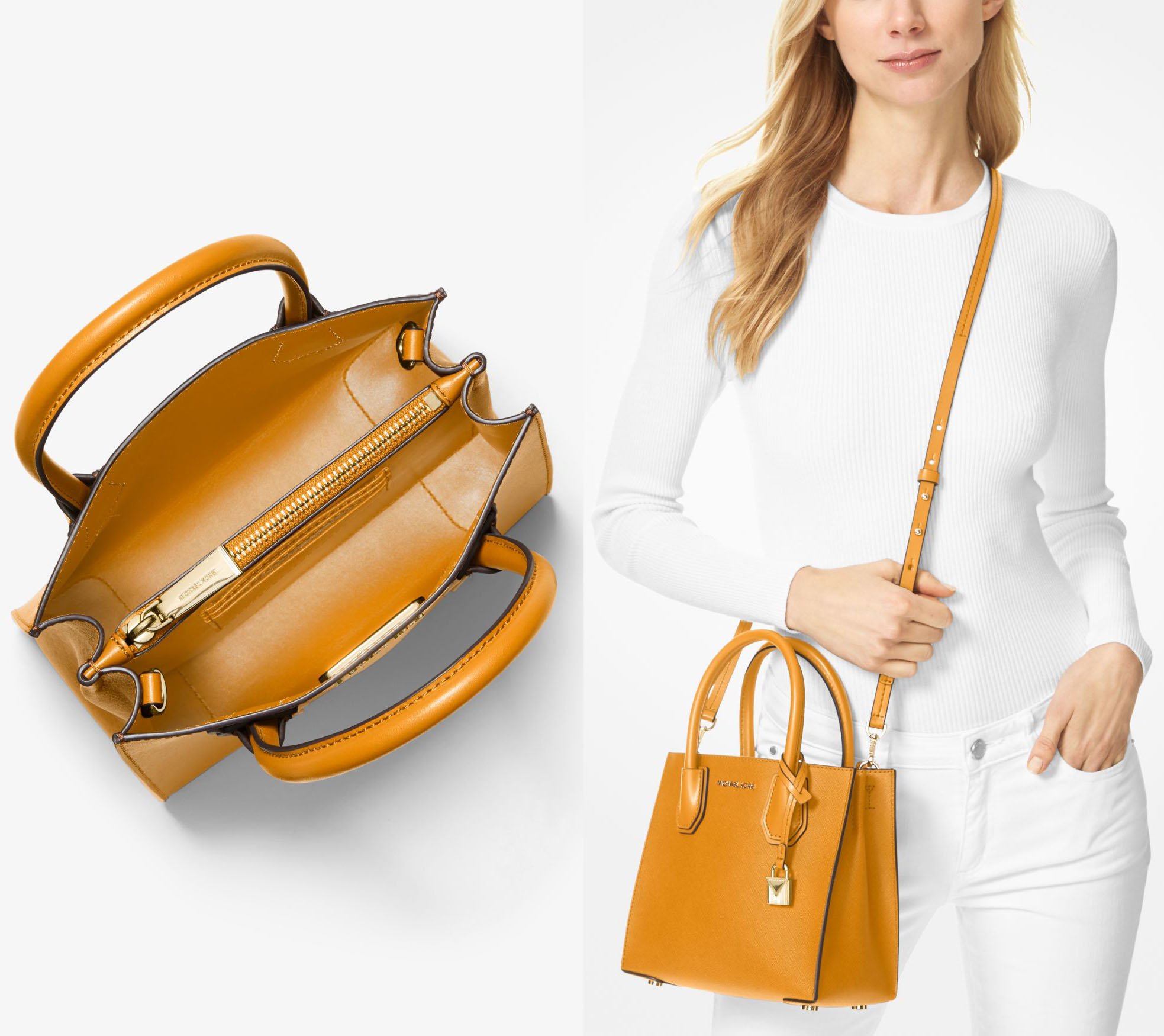 It features a detachable crossbody strap and double top handles, allowing you to carry it in two ways