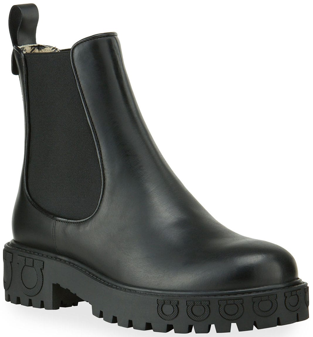 Salvatore Ferragamo Varsi leather Chelsea boots with logo-embossed lugged soles