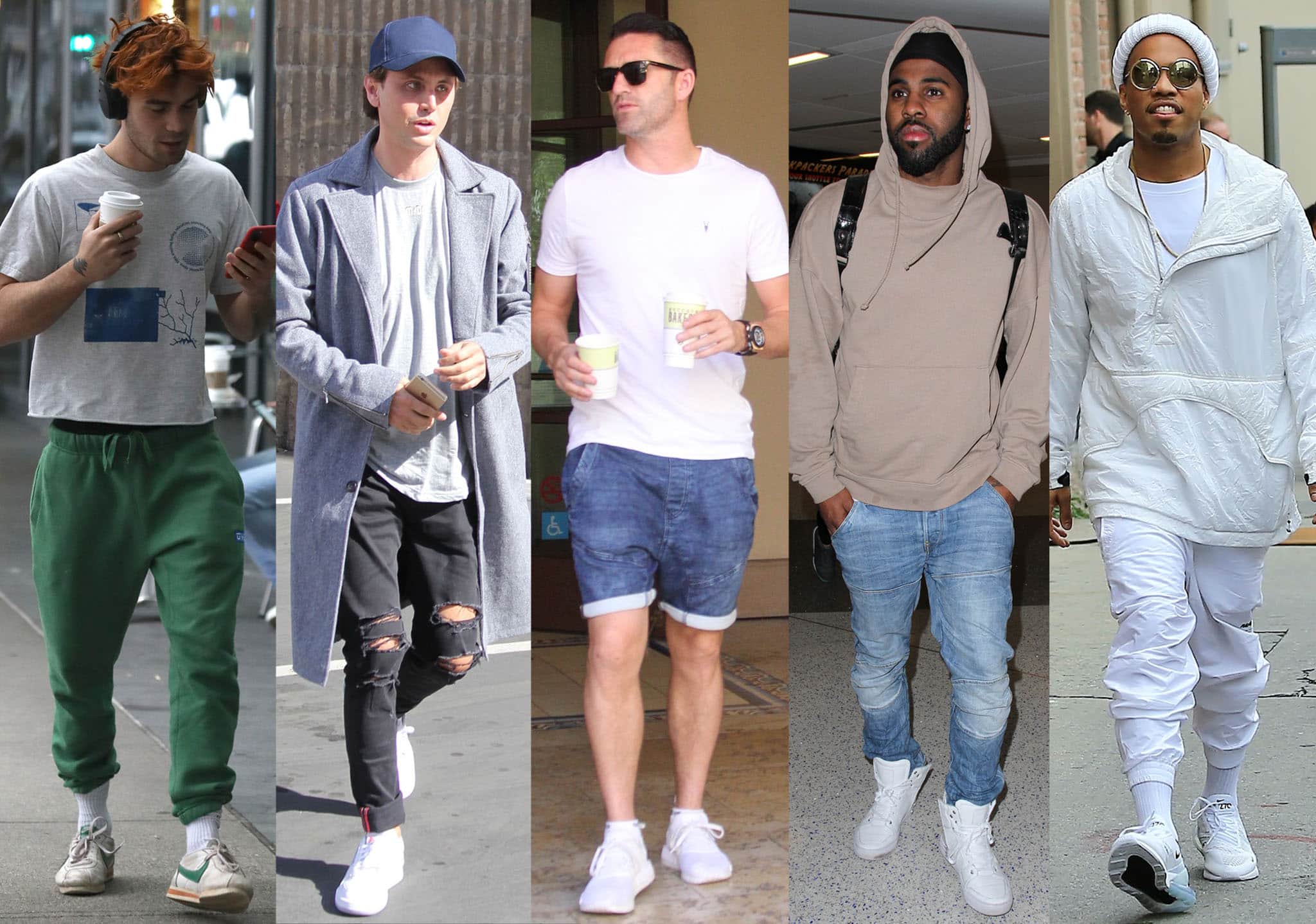 KJ Apa, Jonathan Cheban, Robbie Keane, Jason Derulo, and Brandon Paak Anderson lean into crisp white sneakers, pairing the everyday staple with everything from joggers and distressed denim to tailored coats and monochrome sets