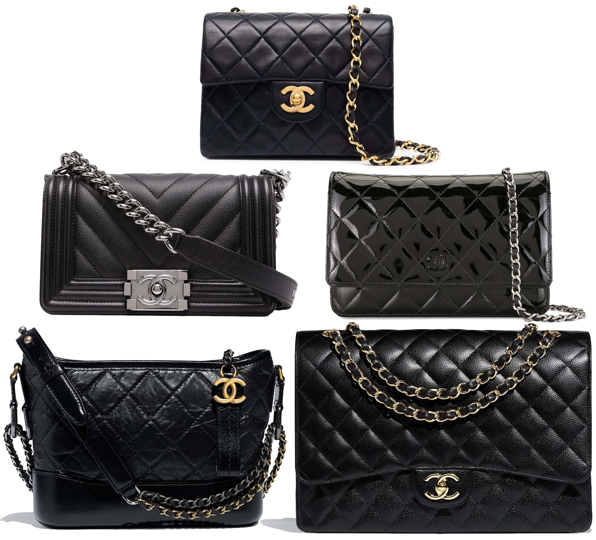 A lineup of Chanel’s most iconic silhouettes—from the Classic Flap and Boy Bag to the Gabrielle and WOC—showcases the timeless appeal of the brand’s quilted craftsmanship