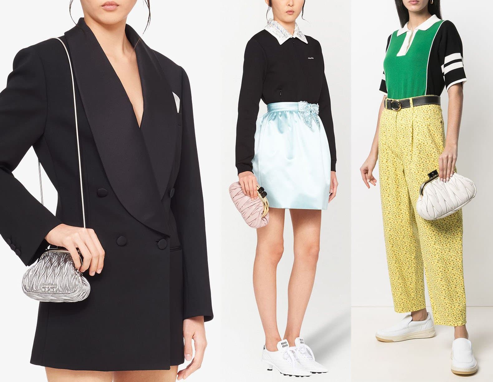 Miu Miu's Belle clutch comes in a variety of colors and sizes