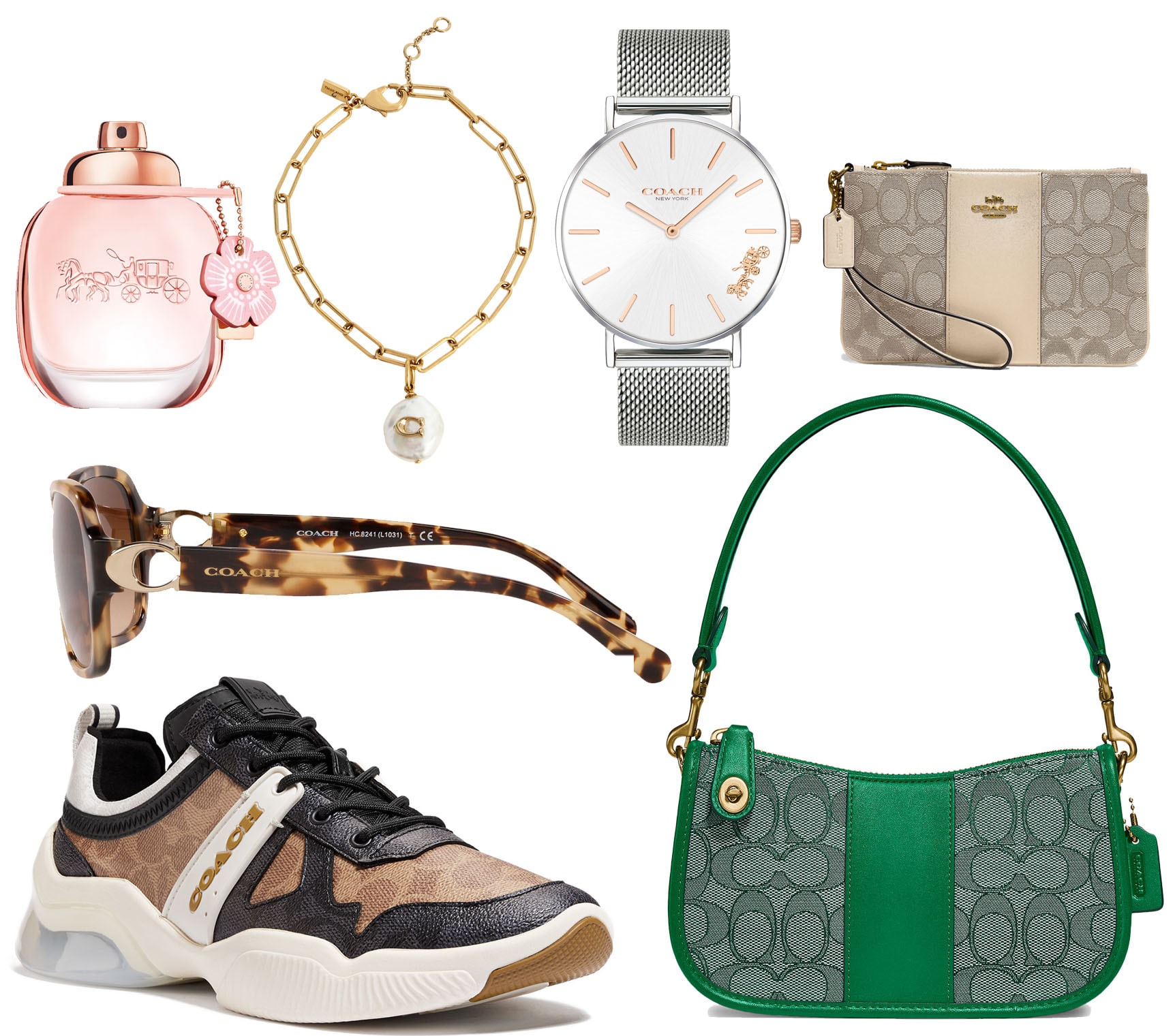 While Coach is famous for its leather goods, the brand also has an array of accessories, including watches, jewelry, sunglasses, and perfumes