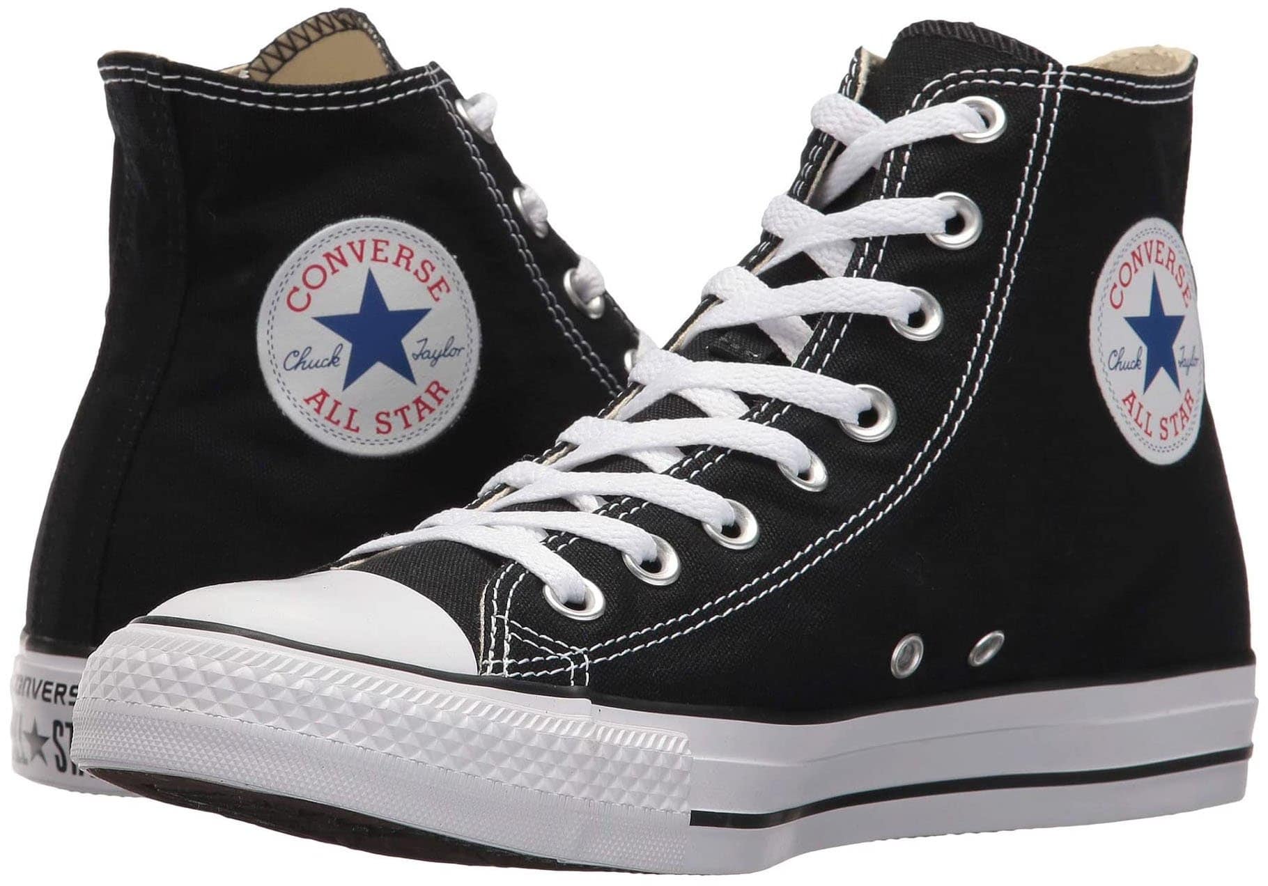 Classic black and white Converse Chuck Taylor All Star Hi sneakers featuring a comfortable round toe design and signature canvas upper