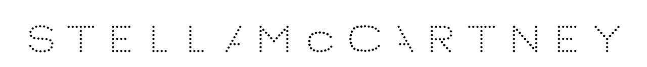 Stella McCartney’s dotted wordmark reflects the brand’s modern, minimalist identity rooted in innovation, sustainability, and conscious luxury
