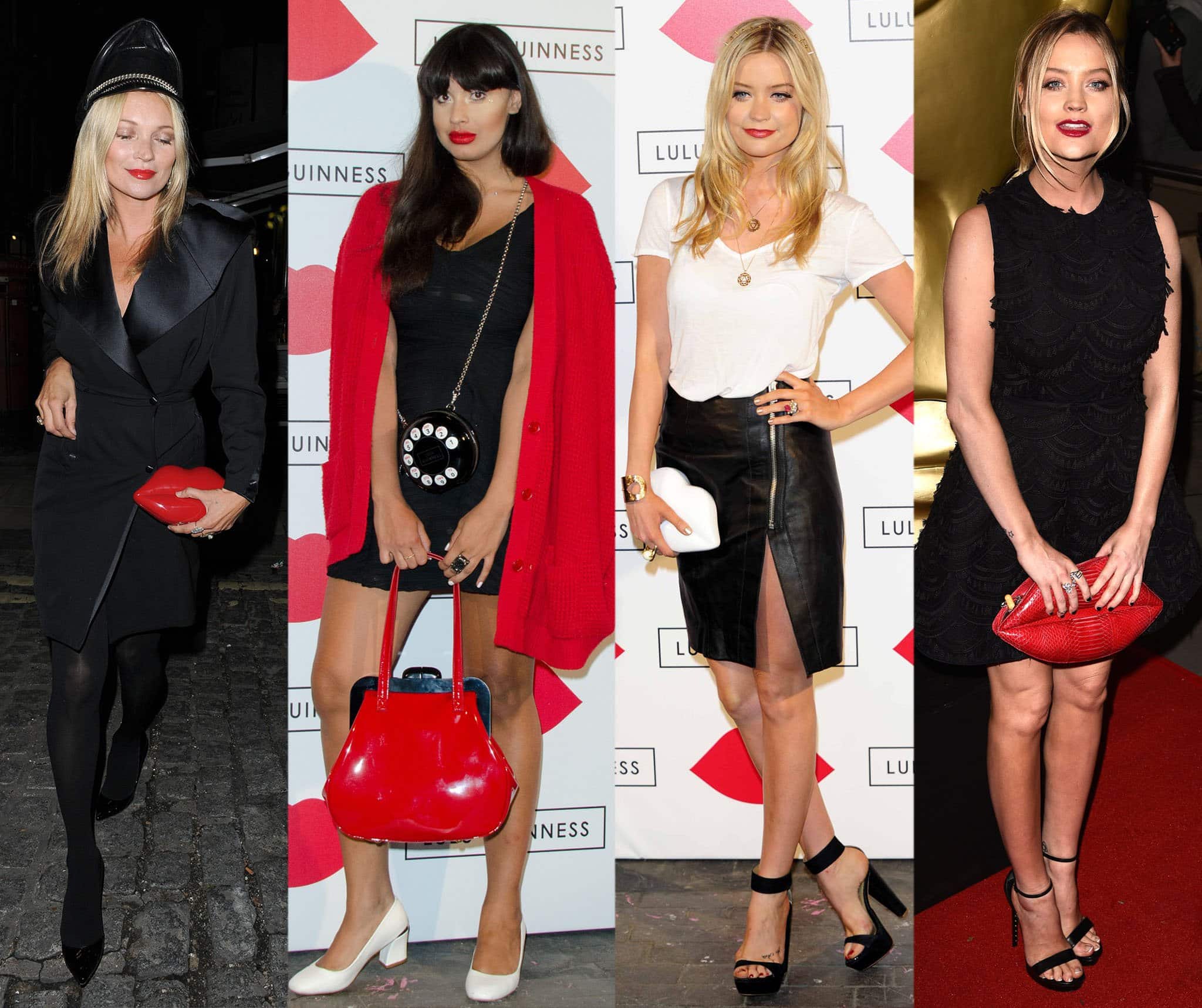 Kate Moss, Jameela Jamil, and Laura Whitmore put a playful spin on red-carpet style, carrying Lulu Guinness’ iconic lips clutch—one of the brand’s most instantly recognizable statement accessories