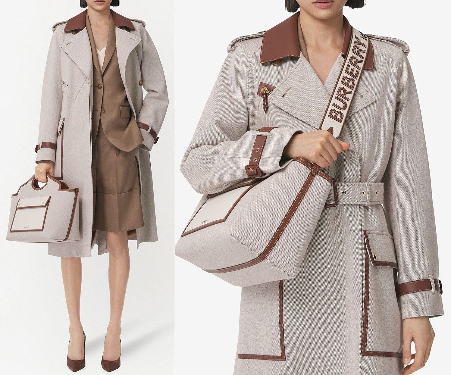 Burberry's Soft Pocket tote is a practical bag that comes with plenty of pockets, cutout top handles, and a detachable shoulder strap