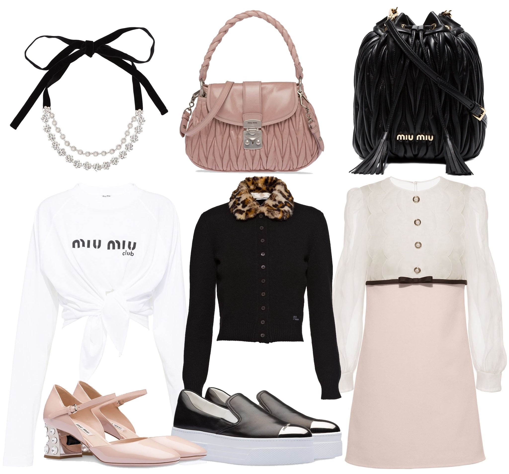 In contrast to Prada’s restrained sophistication, Miu Miu embraces a more playful, youthful aesthetic defined by femininity and charm