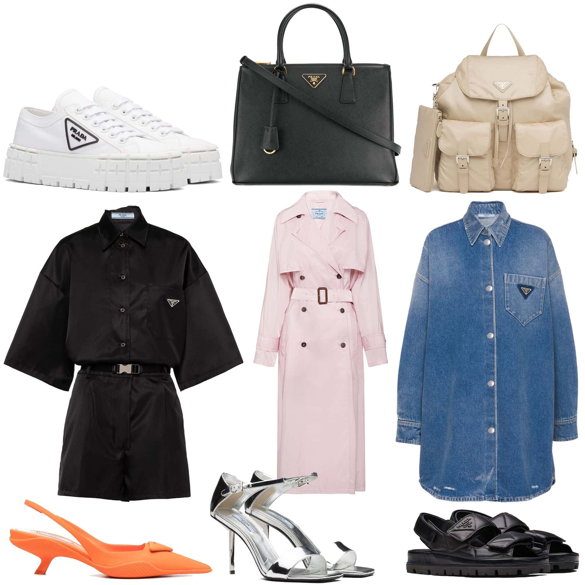 Prada’s trademark minimalist aesthetic runs through every design, balancing clean lines with understated luxury
