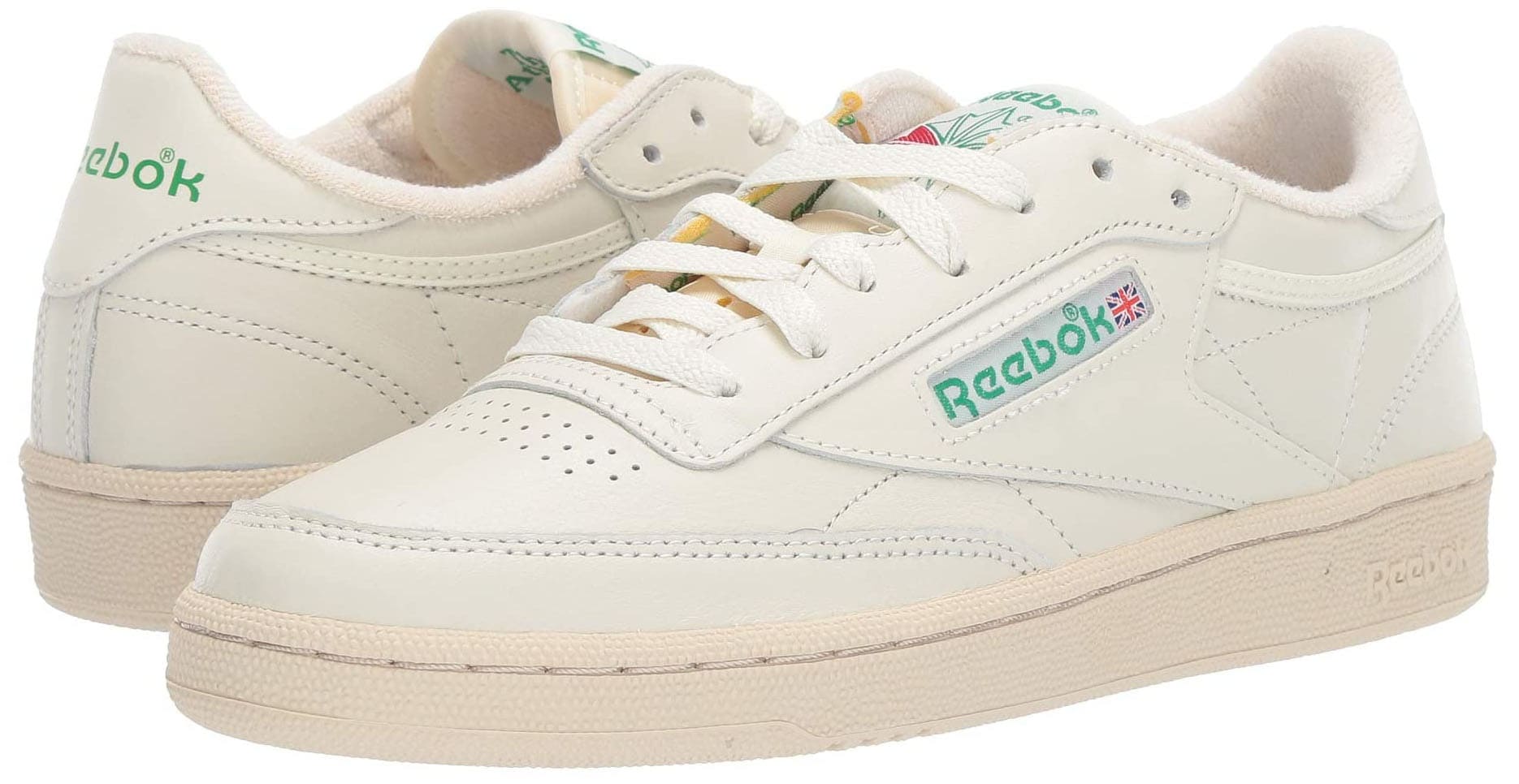 The Reebok Club C 85 Vintage stands out with its chalk-white leather, perforated toe box, terry lining, and signature window-box logo—details that define its enduring court-to-street legacy