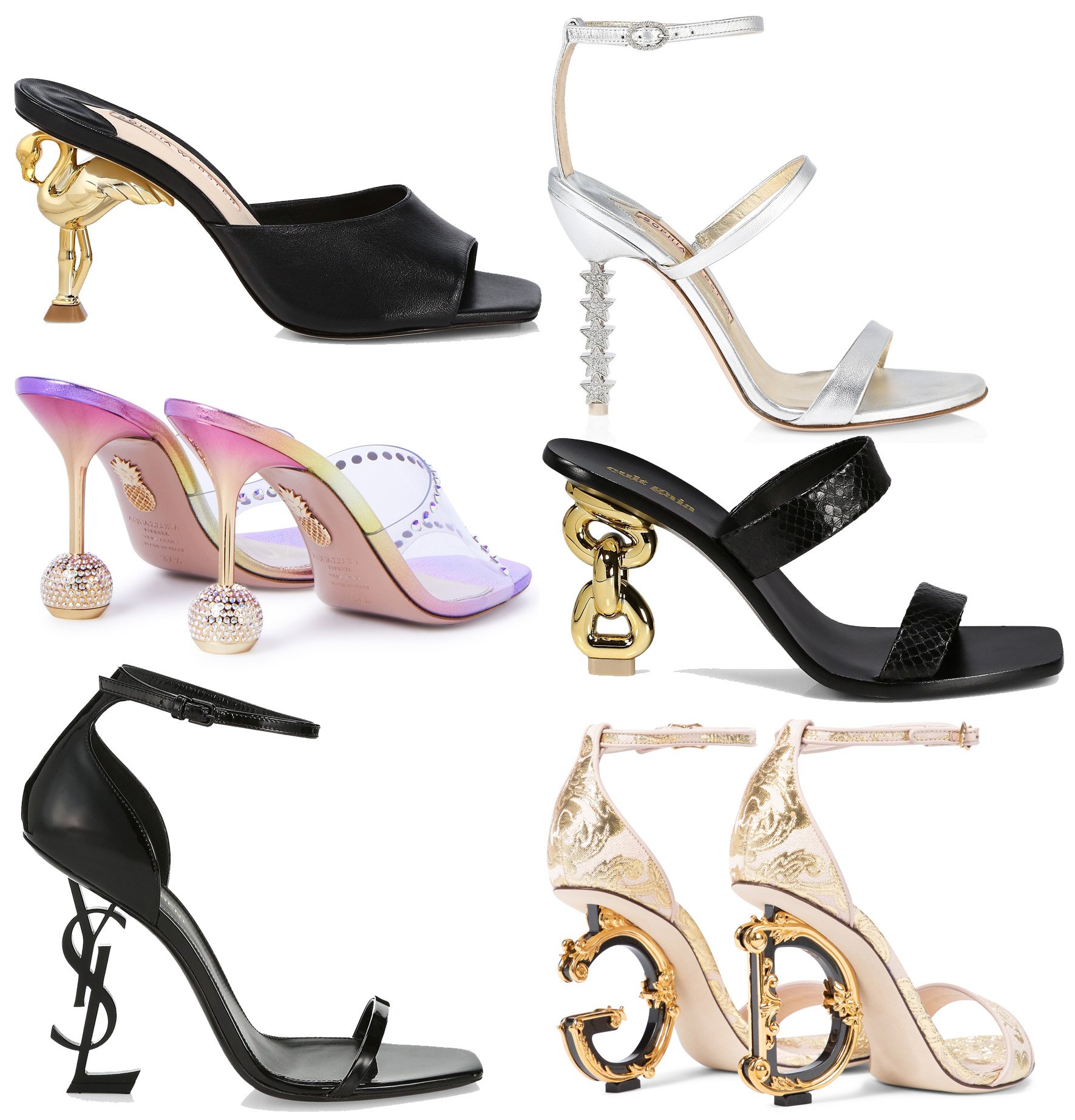 Intricately designed heels transform footwear into wearable art, using bold sculptural details and unique embellishments to create eye-catching statement looks