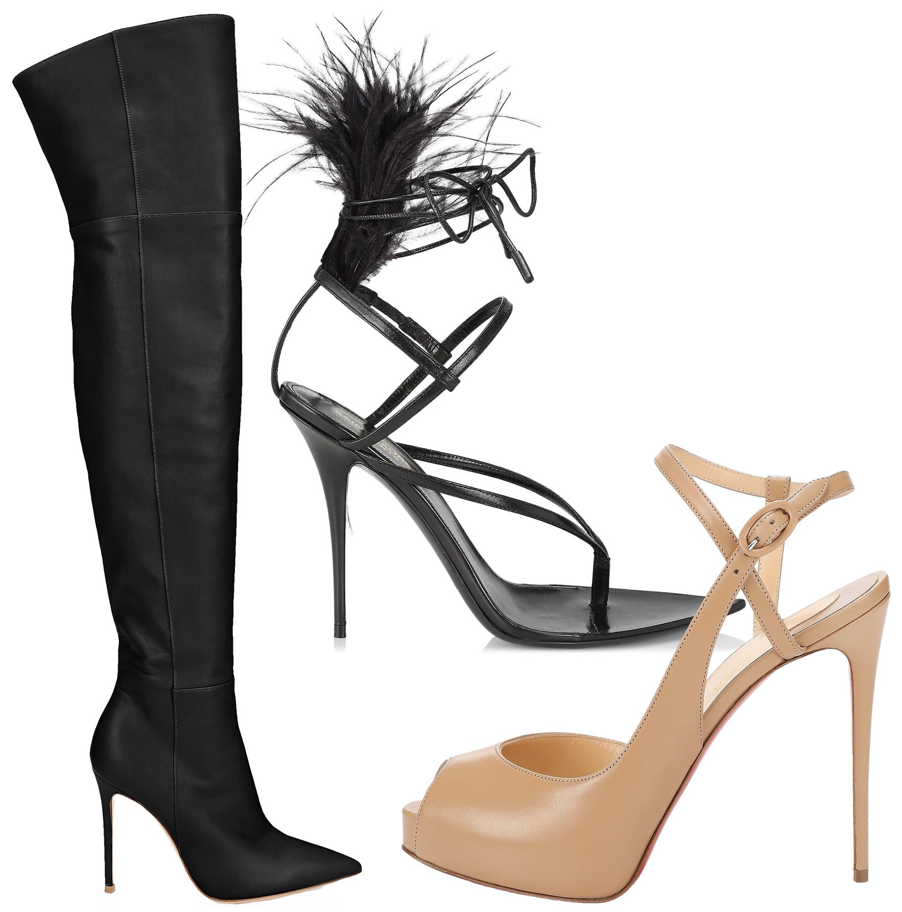 Inspired by the slender stiletto dagger, stiletto heels are defined by their ultra-thin, high silhouette that adds dramatic height and sleek, sexy elegance