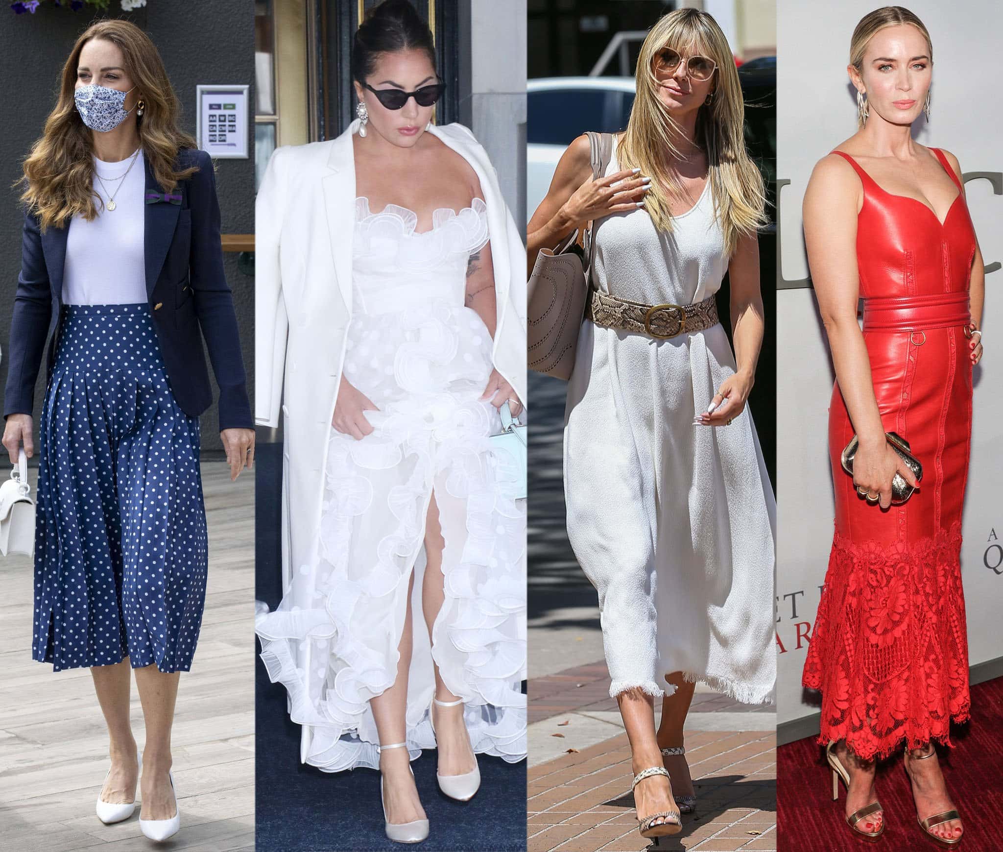 Kate Middleton, Lady Gaga, Heidi Klum, and Emily Blunt each showcase the timeless glamour of Jimmy Choo, styling everything from classic pumps to statement metallic sandals