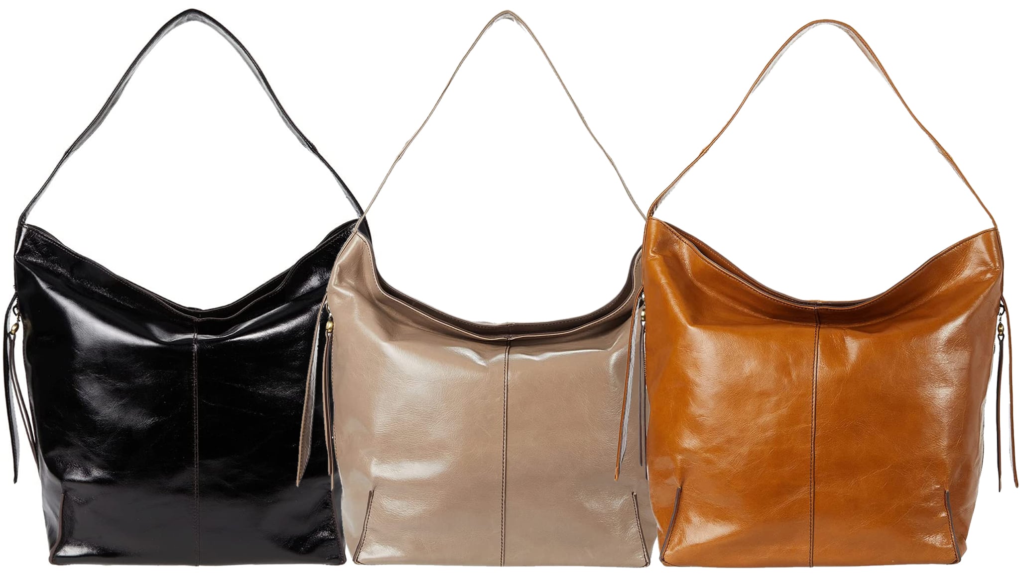 Made from the brand’s signature vintage hide leather, the Stand hobo bag features a carrying handle and fringe detail at the sides