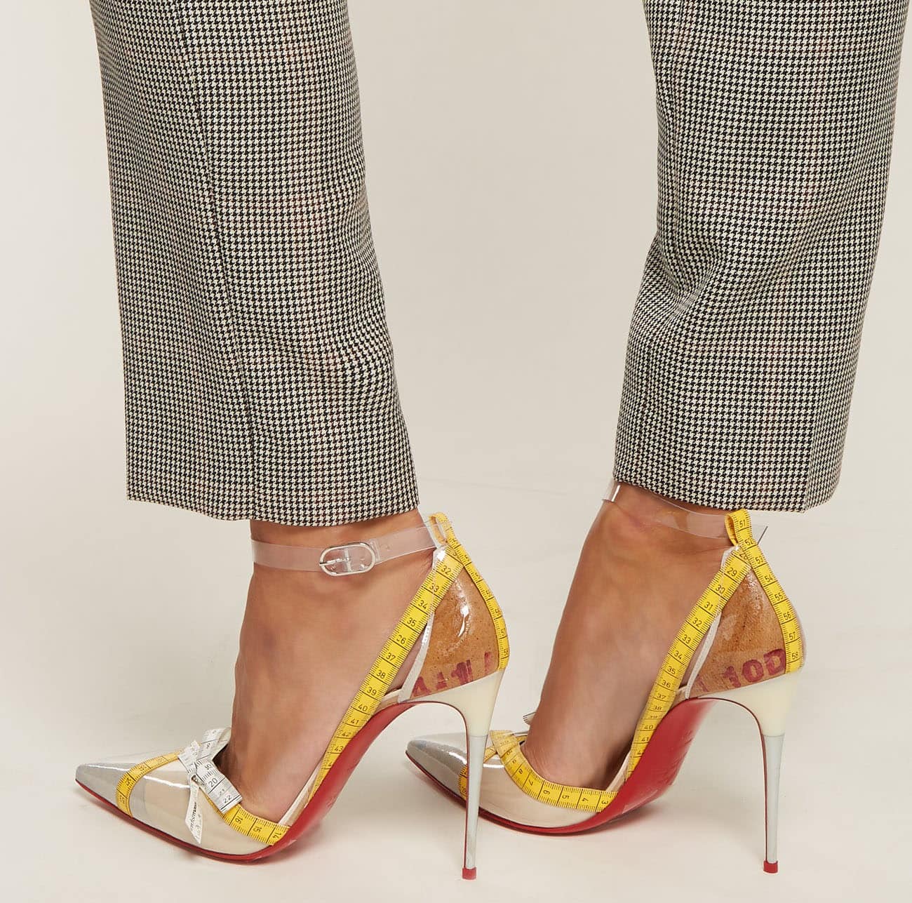 The Christian Louboutin Metripump stiletto pumps have tailoring tape on the edges and toes as a nod to the label's Parisian atelier