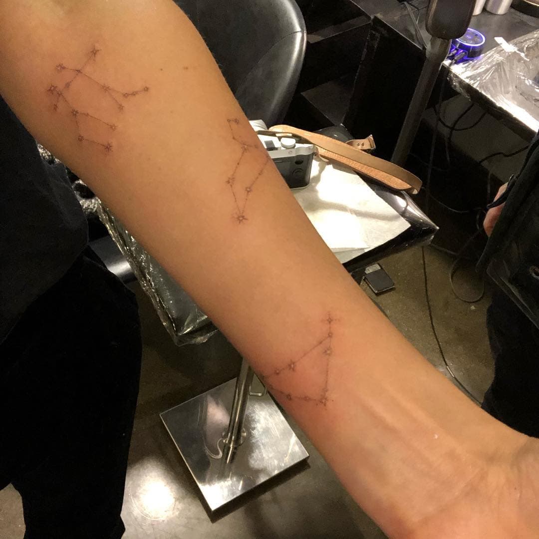 Jessica Alba reveals three delicate constellation tattoos on her left forearm, each symbolizing one of her children—Honor, Haven, and Hayes