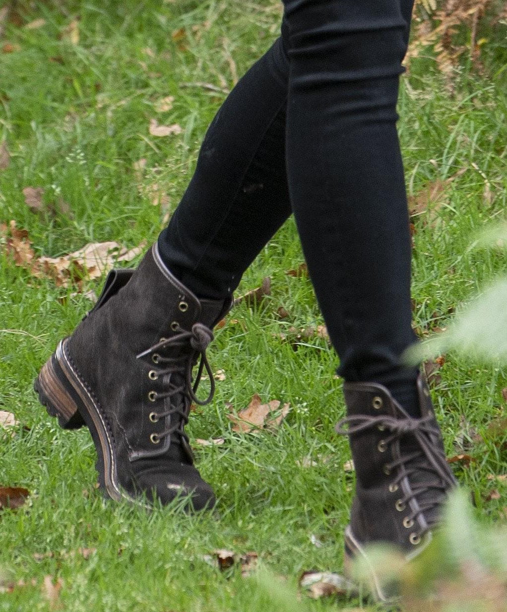 Kate Middleton opts for rugged See by Chloé suede lace-up ankle boots with lug soles—perfectly blending style and function for outdoor adventure