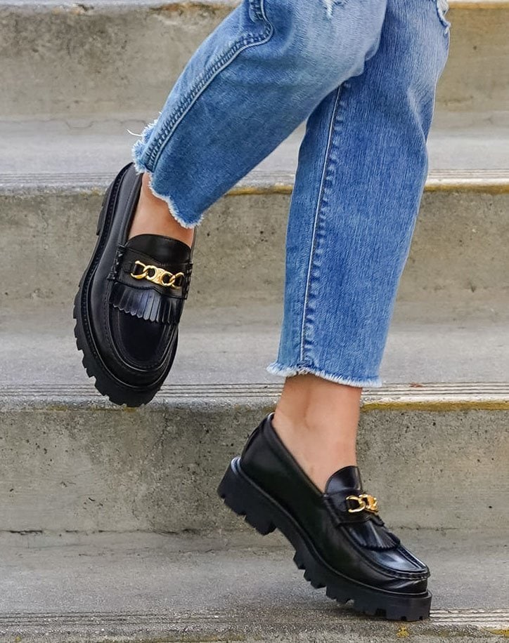 Lucy Hale completes her comfortable casual outfit with Celine Margaret loafers